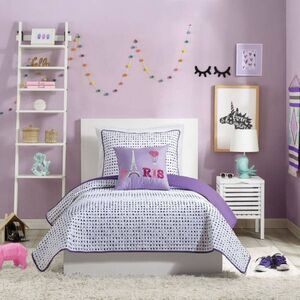 Urban Playground - 2Pc Twin Joceline Reversible Kids' Quilt Set Purpl Purple